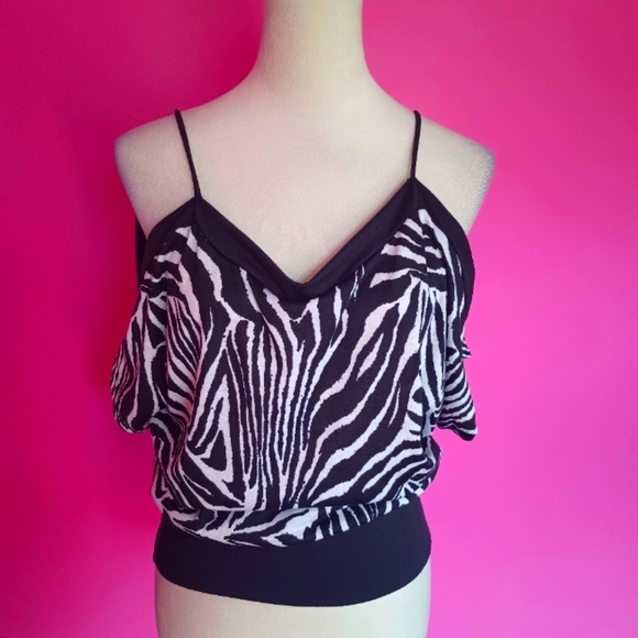Annabelle Y2K Ladies Zebra Print Spaghetti Strap Clubbing Top (Size L) - Picture 4 of 9